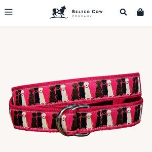 Three Labs Ribbon D-Ring Belt ~ Pink ~ Unisex Size M ~ Made in Maine